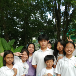 Friends on green campus